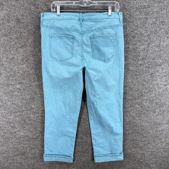 LOGO by Lori Goldstein Jeans Women 12 Blue Denim Light Wash Straight Cuffed - Picture 2 of 8